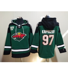 Men's Minnesota Wild #97 Kirill Kaprizov Green Ageless Must-Have Lace-Up Pullover Hoodie Men's Minnesota Wild #97 Kirill Kaprizov Green Ageless Must-Have Lace-Up Pullover Hoodie