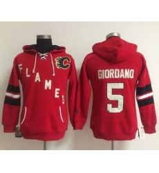 Calgary Flames 5 Mark Giordano Red Women Old Time Heidi NHL Hoodie Calgary Flames 5 Mark Giordano Red Women Old Time Heidi NHL Hoodie