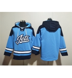 Men Winnipeg Jets Blank Blue Lace Up Pullover Hoodie Men Winnipeg Jets Blank Blue Lace Up Pullover Hoodie