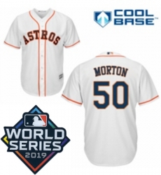 Mens Majestic Houston Astros 50 Charlie Morton Replica White Home Cool Base Sitched 2019 World Series Patch jersey Mens Majestic Houston Astros 50 Charlie Morton Replica White Home Cool Base Sitched 2019 World Series Patch jersey