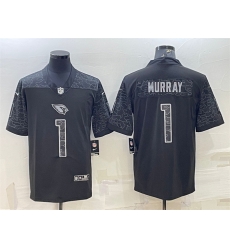 Men Arizona Cardinals 1 Kyler Murray Black Reflective Limited Stitched Football Jersey Men Arizona Cardinals 1 Kyler Murray Black Reflective Limited Stitched Football Jersey