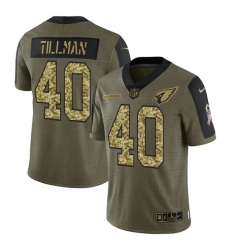 Men Arizona Cardinals 40 Pat Tillman 2021 Salute To Service Olive Camo Limited Stitched Jersey Men Arizona Cardinals 40 Pat Tillman 2021 Salute To Service Olive Camo Limited Stitched Jersey