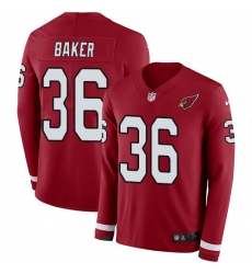 Nike Cardinals #36 Budda Baker Red Team Color Men Stitched NFL Limited Therma Long Sleeve Jersey Nike Cardinals #36 Budda Baker Red Team Color Men Stitched NFL Limited Therma Long Sleeve Jersey