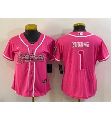 Women Arizona Cardinals 1 Kyler Murray Pink With Patch Cool Base Stitched Baseball Jersey Women Arizona Cardinals 1 Kyler Murray Pink With Patch Cool Base Stitched Baseball Jersey