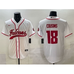 Men Atlanta Falcons 18 Kirk Cousins White With Patch Cool Base Stitched Baseball Jersey