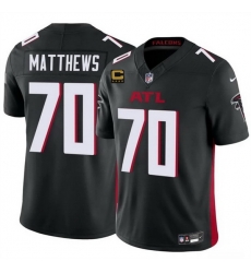 Men Atlanta Falcons 70 Jake Matthews Black 2025 F U S E With 4 Star C Patch Vapor Untouchable Limited Stitched Football Jersey