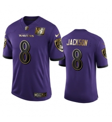 Baltimore Ravens 8 Lamar Jackson Men Nike Purple Team 25th Season Golden Limited NFL Jersey Baltimore Ravens 8 Lamar Jackson Men Nike Purple Team 25th Season Golden Limited NFL Jersey