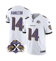 Men Baltimore Ravens 14 Kyle Hamilton White 2023 F U S E With Patch Throwback Vapor Limited Jersey Men Baltimore Ravens 14 Kyle Hamilton White 2023 F U S E With Patch Throwback Vapor Limited Jersey