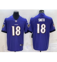 Men Baltimore Ravens 18 Roquan Smith Purple Vapor Untouchable Limited Stitched Jersey Men Baltimore Ravens 18 Roquan Smith Purple Vapor Untouchable Limited Stitched Jersey
