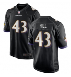 Men Baltimore Ravens 43 Justice Hill Black Game Football Jersey Men Baltimore Ravens 43 Justice Hill Black Game Football Jersey