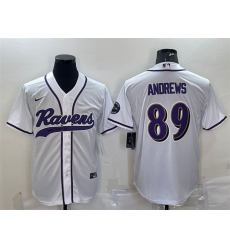 Men Baltimore Ravens 89 Mark Andrews White With Patch Cool Base Stitched Baseball Jersey Men Baltimore Ravens 89 Mark Andrews White With Patch Cool Base Stitched Baseball Jersey
