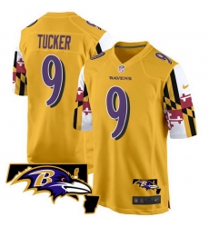 Men Baltimore Ravens 9 Justin Tucker Gold 2025 Maryland Flag Vapor Limited Football Game Jersey Men Baltimore Ravens 9 Justin Tucker Gold 2025 Maryland Flag Vapor Limited Football Game Jersey