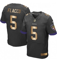 Mens Nike Baltimore Ravens 5 Joe Flacco Elite BlackGold Alternate NFL Jersey Mens Nike Baltimore Ravens 5 Joe Flacco Elite BlackGold Alternate NFL Jersey