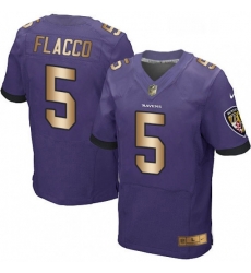 Mens Nike Baltimore Ravens 5 Joe Flacco Elite PurpleGold Team Color NFL Jersey Mens Nike Baltimore Ravens 5 Joe Flacco Elite PurpleGold Team Color NFL Jersey