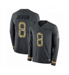 Mens Nike Baltimore Ravens 8 Lamar Jackson Limited Black Salute to Service Therma Long Sleeve NFL Jersey Mens Nike Baltimore Ravens 8 Lamar Jackson Limited Black Salute to Service Therma Long Sleeve NFL Jersey