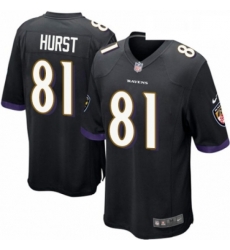 Mens Nike Baltimore Ravens 81 Hayden Hurst Game Black Alternate NFL Jersey Mens Nike Baltimore Ravens 81 Hayden Hurst Game Black Alternate NFL Jersey