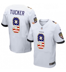 Mens Nike Baltimore Ravens 9 Justin Tucker Elite White Road USA Flag Fashion NFL Jersey Mens Nike Baltimore Ravens 9 Justin Tucker Elite White Road USA Flag Fashion NFL Jersey