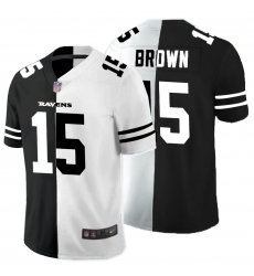 Nike Ravens 15 Marquise Brown Black And White Split Vapor Untouchable Limited Jersey Nike Ravens 15 Marquise Brown Black And White Split Vapor Untouchable Limited Jersey