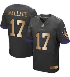 Nike Ravens #17 Mike Wallace Black Alternate Mens Stitched NFL New Elite Gold Jersey Nike Ravens #17 Mike Wallace Black Alternate Mens Stitched NFL New Elite Gold Jersey