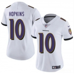 Women Baltimore Ravens 10 DeAndre Hopkins White Vapor Football Jersey
