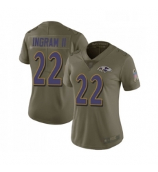 Womens Baltimore Ravens 22 Mark Ingram II Limited Olive 2017 Salute to Service Football Jersey Womens Baltimore Ravens 22 Mark Ingram II Limited Olive 2017 Salute to Service Football Jersey