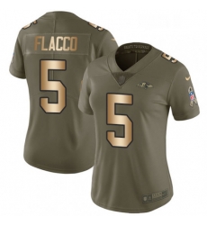Womens Nike Baltimore Ravens 5 Joe Flacco Limited OliveGold Salute to Service NFL Jersey Womens Nike Baltimore Ravens 5 Joe Flacco Limited OliveGold Salute to Service NFL Jersey
