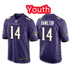 Youth Baltimore Ravens 14 Kyle Hamilton Purple Stitched Jersey Youth Baltimore Ravens 14 Kyle Hamilton Purple Stitched Jersey