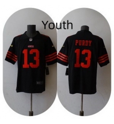 Youth Nike 49ers 13 Brock Purdy Black Vapor Untouchable Limited Jersey Youth Nike 49ers 13 Brock Purdy Black Vapor Untouchable Limited Jersey