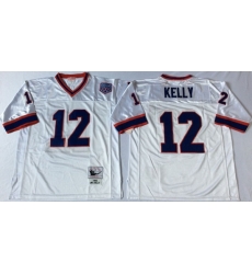 Men Buffalo Bills 12 Jim Kelly White M&N Throwback Jersey Men Buffalo Bills 12 Jim Kelly White M&N Throwback Jersey