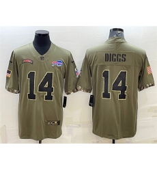 Men Buffalo Bills 14 Stefon Diggs Olive 2022 Salute To Service Limited Stitched Jersey