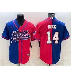 Men Buffalo Bills 14 Stefon Diggs Royal Red Split With Patch Cool Base Stitched Baseball Jersey Men Buffalo Bills 14 Stefon Diggs Royal Red Split With Patch Cool Base Stitched Baseball Jersey