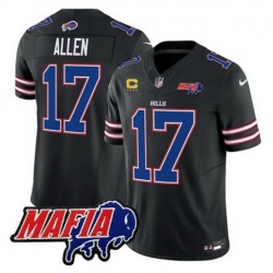 Men Buffalo Bills 17 Josh Allen Black F U S E  4 Star C With Bills Mafia Patch Vapor Untouchable Limited Stitched Football Jersey
