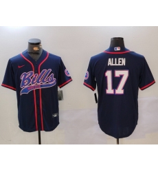 Men Buffalo Bills 17 Josh Allen Navy Team Cool Base Stitched Baseball Jersey Men Buffalo Bills 17 Josh Allen Navy Team Cool Base Stitched Baseball Jersey