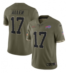 Men Buffalo Bills 17 Josh Allen Olive 2022 Salute To Service Limited Stitched Jersey Men Buffalo Bills 17 Josh Allen Olive 2022 Salute To Service Limited Stitched Jersey