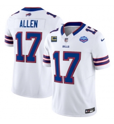 Men Buffalo Bills 17 Josh Allen White 2025 F U S E  With Farewell Patch And 4 Star C Patch Vapor Untouchable Limited Stitched Football Jersey