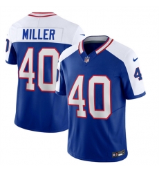 Men Buffalo Bills 40 Von Miller Blue White 2023 F U S E Throwback Vapor Untouchable Limited Stitched Jersey Men Buffalo Bills 40 Von Miller Blue White 2023 F U S E Throwback Vapor Untouchable Limited Stitched Jersey