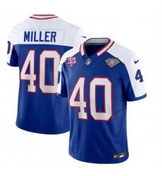 Men Buffalo Bills 40 Von Miller Blue White 35th And 75th Patch 2023 F U S E Throwback Vapor Untouchable Limited Stitched Jersey Men Buffalo Bills 40 Von Miller Blue White 35th And 75th Patch 2023 F U S E Throwback Vapor Untouchable Limited Stitched Jersey