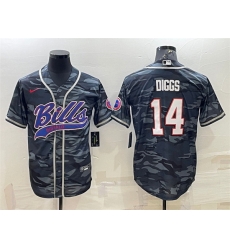 Men Buffalo Bills Blank 14 Stefon Diggs Grey Navy Camo With Patch Cool Base Stitched Baseball Jersey Men Buffalo Bills Blank 14 Stefon Diggs Grey Navy Camo With Patch Cool Base Stitched Baseball Jersey