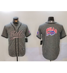Men Buffalo Bills Grey Team Big logo Cool Base Stitched Baseball Jersey 2 Men Buffalo Bills Grey Team Big logo Cool Base Stitched Baseball Jersey 2