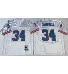 Men Oilers 34 Earl Campbell White M&N Throwback Jersey Men Oilers 34 Earl Campbell White M&N Throwback Jersey