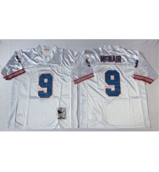 Men Oilers 9 Steve McNair White M&N Throwback Jersey Men Oilers 9 Steve McNair White M&N Throwback Jersey