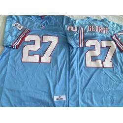 Men Tennessee Oilers 27 Eddie George Light Blue Throwback Stitched Jersey