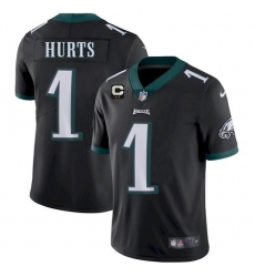 Men's Eagles 2022 #1 Jalen Hurts Black With 2-star C Patch Vapor Untouchable Limited Stitched NFL Jersey Men's Eagles 2022 #1 Jalen Hurts Black With 2-star C Patch Vapor Untouchable Limited Stitched NFL Jersey