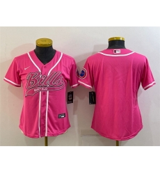 Women Buffalo Bills Blank Pink With Patch Cool Base Stitched Baseball Jersey Women Buffalo Bills Blank Pink With Patch Cool Base Stitched Baseball Jersey