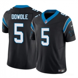 Men Carolina Panthers 5 Rico Dowdle Black 2025 F U S E  Vapor Limited Stitched Football Jersey