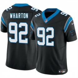 Men Carolina Panthers 92 Tershawn Wharton Black 2025 F U S E  Vapor Limited Stitched Football Jersey