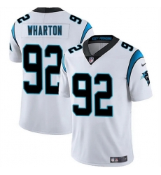 Men Carolina Panthers 92 Tershawn Wharton White 2025 Vapor Limited Stitched Football Jersey