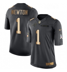 Mens Nike Carolina Panthers 1 Cam Newton Limited BlackGold Salute to Service NFL Jersey Mens Nike Carolina Panthers 1 Cam Newton Limited BlackGold Salute to Service NFL Jersey