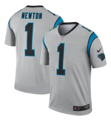 Nike Panthers 1 Cam Newton Silver Inverted Legend Jersey Nike Panthers 1 Cam Newton Silver Inverted Legend Jersey