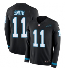 Nike Panthers #11 Torrey Smith Black Team Color Men Stitched NFL Limited Therma Long Sleeve Jersey Nike Panthers #11 Torrey Smith Black Team Color Men Stitched NFL Limited Therma Long Sleeve Jersey